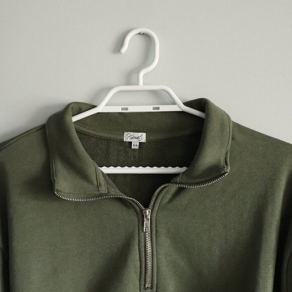 Kismet Women's Green Sz S 1/4 Zip Luxury Pullover Long Sleeve Sweatshirt Sweater - Picture 3 of 11